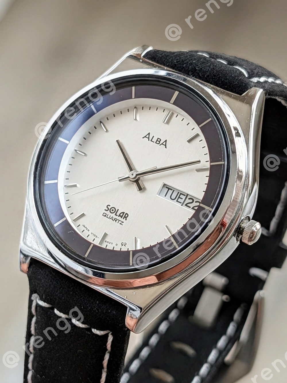 38mm Fabulous ALBA Men's Solar Quartz Watch Black Leather Day and Date